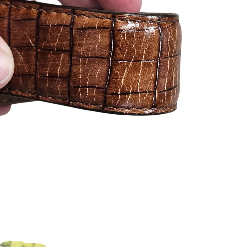 Brighton Belt Mens 38 Brown‎ Crocodile Embossed Leather Western Classic Luxury